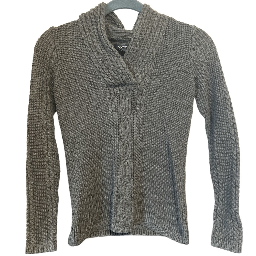 Nautica Small Women’s Cotton Sweater Gray SMALL FLAW